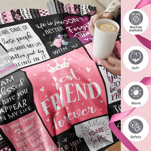 Ivivis 60"X50" Best Friend Birthday Gifts for Women, Christmas & Long Distance Friendship Gifts for BFF, Bestie, Soul