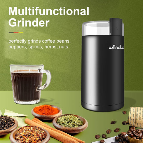 Coffee Grinder, Wancle Electric Coffee Grinder, Quiet Spice Grinder, One Touch Coffee Mill for Beans, Spices and More, with Clean Brush Black by Wancle