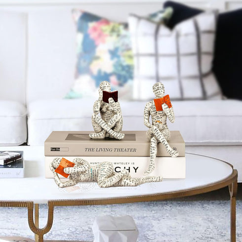 Dlfghos 3 Pieces Pulp Reading Women Figurine Thinker Statue Decor Modern Figurines Abstract Aesthetic Sculpture