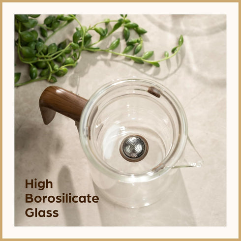 600 ML (20oz) Enchanti Tea Pot - Modern Glass Infuser Teapot - Water Separation Magic Teapot with Heat-Resistant Handle