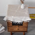 Kunxufi 24 Inch Farmhouse Small Round Brown Waterproof Tablecloth Heavy Weight Cotton Linen Table Cloth with Tassels