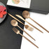 JASHII 6-Piece Rose Gold Flatware Set, 18/10 Stainless Steel Copper Cutlery, Modern Satin Finish, Best Gift