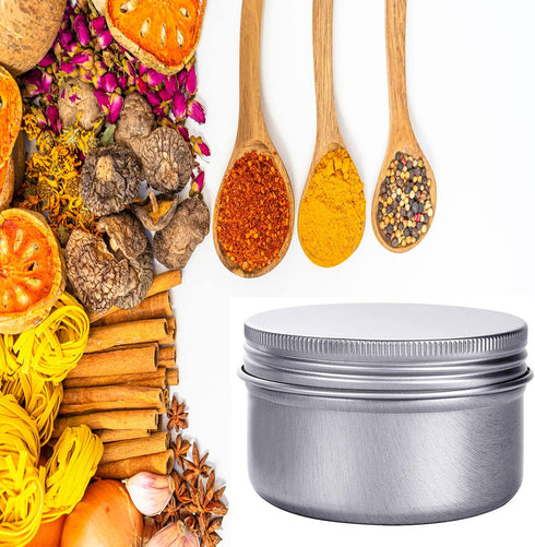6 Ounce Aluminum Cans, 180 mL Screw Lid Metal Storage Tins for Spices, Candies, 6 Pcs