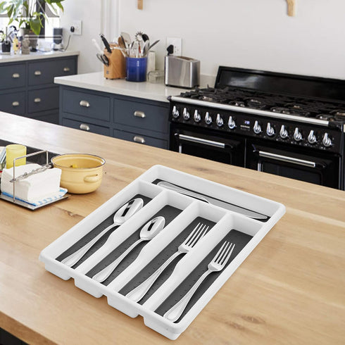 HaWare Silverware Tray for Drawer, Flatware Organizer with Soft Grip Lining and Non-slip Rubber Feet
