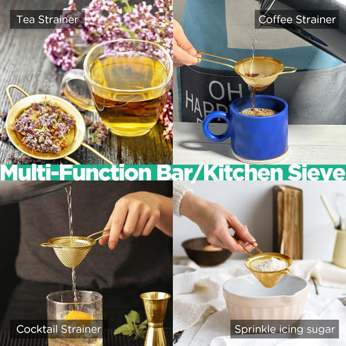 Homestia Fine Mesh Strainer for Kitchen - 304 Stainless Steel Sieve for Food, Tea, Oil, Easy to Clean