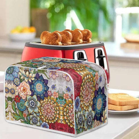 Bright Blossoms 2 Slice Toaster Covers, Dustproof & Machine Washable Fingerprint Protectors, Women Gift