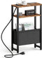 Narrow Side Table with Charging Station Slim End Table Sofa with Magazine