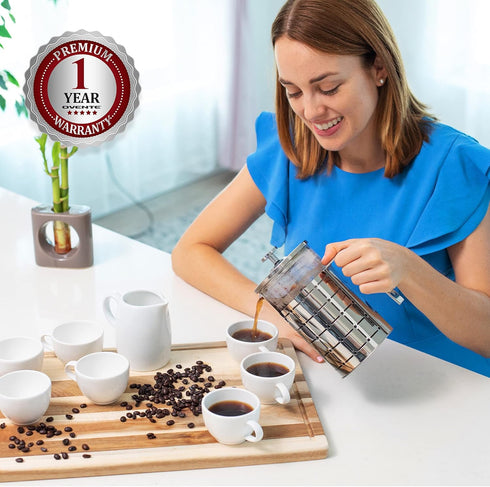 OVENTE French Press Coffee Maker 27 Ounce, Stainless Steel Design, Heat Resistant Borosilicate Glass
