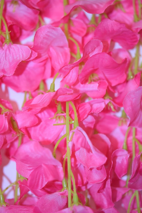 DearHouse 12 Pack Artificial Fake Wisteria Vine Hanging Garland Silk Flowers String Home Party Wedding Decor (Pink)