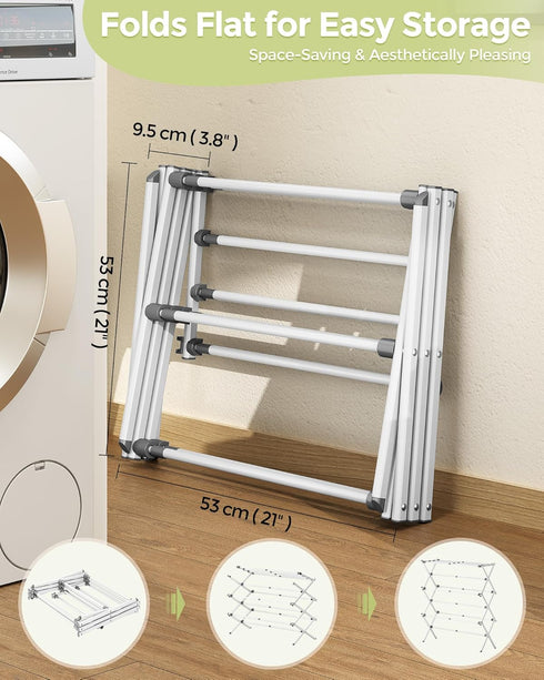 3 APEXCHASER Drying Rack Clothing - Tier Metal Clothes Drying Rack Collapsible, Laundry Drying Rack Expandable, Small