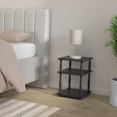 Furinno Turn-N-Tube Easy Assembly Multipurpose End Table, Side Table, Nightstand, French Oak Grey/Black