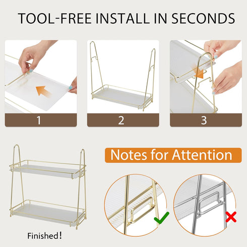 Countertop, 2 Counter 10S Countertop Edergoo Bathroom Organizer Tier Bathroom Organizer Tool-Free Assembly, Acrylic