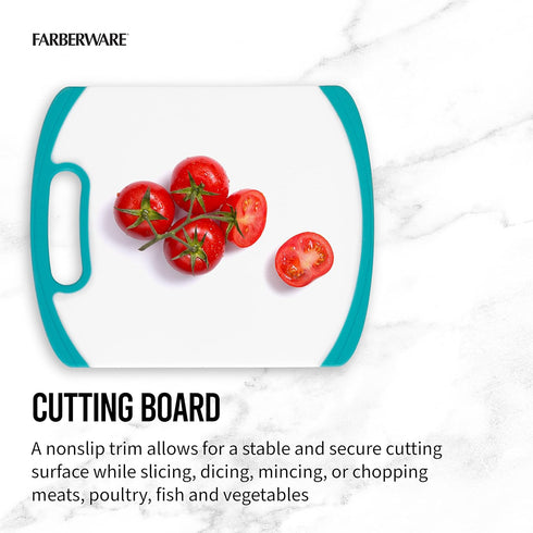 Farberware 2-Piece Paring Knife and Cutting Board Set, Dishwasher-Safe Non-Slip Plastic Chopping Board