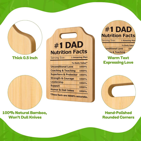 Father's Day Gifts For Dad, Best Dad Ever Gift, Dad Gifts from Son Daughter, Nutrition Facts Cutting Board