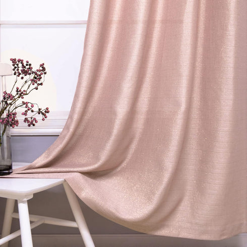 63 Inch 2 Grommet Shimmer 52x63 Rose Gold Curtains for Girls Bedroom Decor Length Panels Thick Sheer Semi Privacy