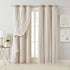 Bujasso Beige 90% Blackout Curtains with Sheer Overlay Mix and Match Double