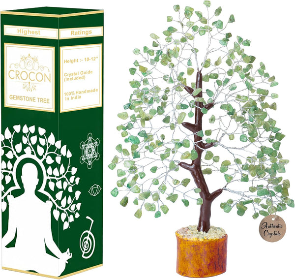 Green Jade Crystals Tree of Life Decor - Healing Crystals Spiritual Gift for Home & Office Decor