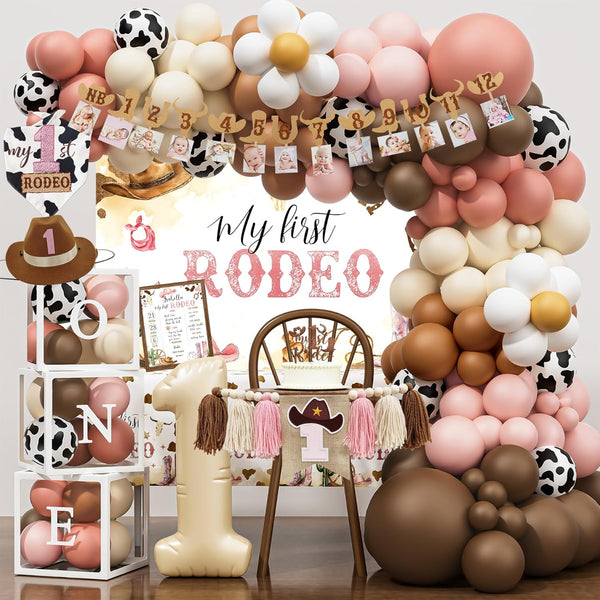 YJDFWAUT My 1st Rodeo Birthday Decorations Girl, Western Cowgirl First Birthday Party Supplies,