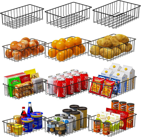 Joben Oligey 12 Pack Small Wire Storage Baskets for Organizing, Metal Bins for Kitchen, Bathroom, Pantry Organization