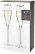 Viski Gold-Rimmed Crystal Champagne Flutes, Stemmed Wine Martini Glass Set, Housewarming Wedding Wine Gift - Set of 2,