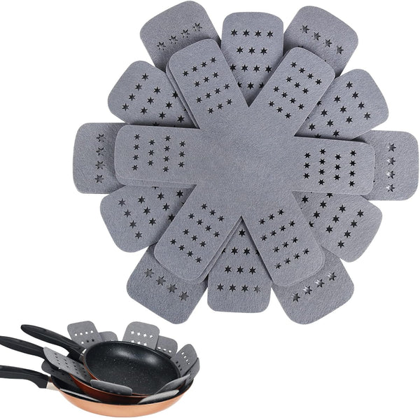 BYKITCHEN Pan and Pot Protectors, Set of 6 Larger & Thicker Protectors with Stars, Different Sizes for Cookware