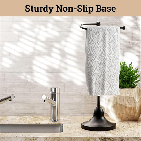 Countertop 17 Inch Counter Hand Towel Holder for Bathroom - Tall Black Free-Standing Hand Towel Stand for Bathroom