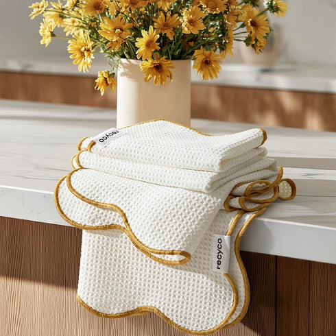 RECYCO Waffle Kitchen Towel Set of 2 - Quick Dry Microfiber Sustainable