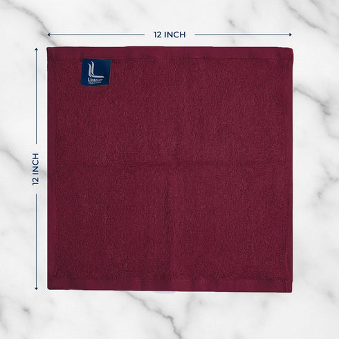 12x12 100% (24 Pack) Linteum Textile Supply Premium Washcloth (Burgundy) Ring Spun Cotton Zero Twist Towels |