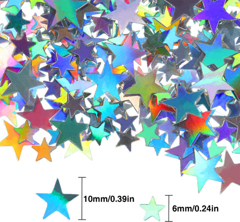 Hestya 60g Star Confetti Glitter, Metallic Foil Stars for Party Wedding Festival Decorations (Holographic Silver)