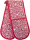 Christmas Red Holiday Double Oven Mitts Gloves | Extra Long & Thick, Heat Resistant | Quilted 1 Piece Oven Gloves |