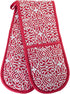 Christmas Red Holiday Double Oven Mitts Gloves | Extra Long & Thick, Heat Resistant | Quilted 1 Piece Oven Gloves |