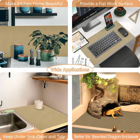 Self-Adhesive Shelf Liner, Waterproof Kitchen Liner, Easy Peel and Stick Contact Liner for Desk and Countertops (Dark