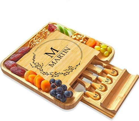 ROYALHOUSE Personalized Cheese Board, Custom Bamboo Engraved Customized Gifts Bridal Shower Gifts Perfect