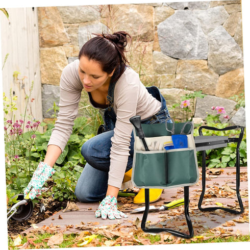YARNOW Kneeling Stool Side Pockets Portable Seat Tools Multi Pocket Tote Bag Gardening Storage Organizer Garden Tool Pouch for Kneeler Garden Kneeler Tool Pouch Kneeler Seat Bag