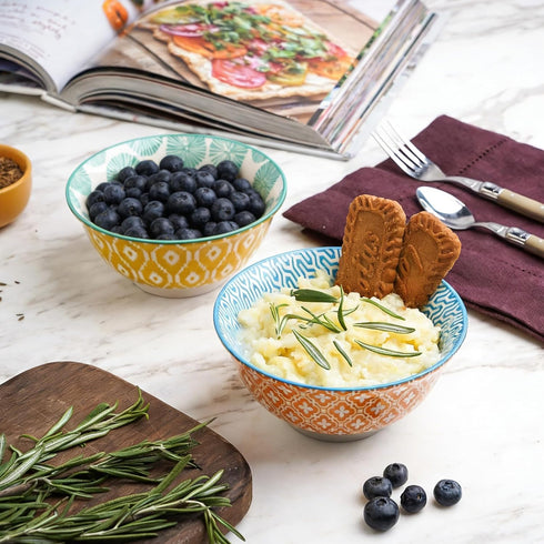 Set 6, Selamica Porcelain Ice Cream Bowls of Small Bowls, Ceramic bowls for Dessert, Ice Cream, Variety of Colors