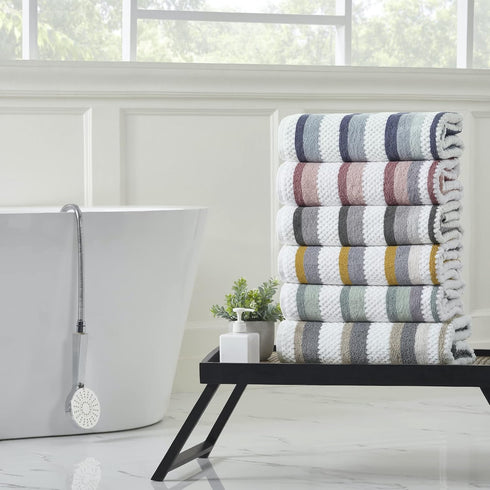 6-Piece Set 100% Modern Threads Pax Reversible Yarn Dyed Jacquard Towel - Bath Towels, Hand Towels, & Washcloths