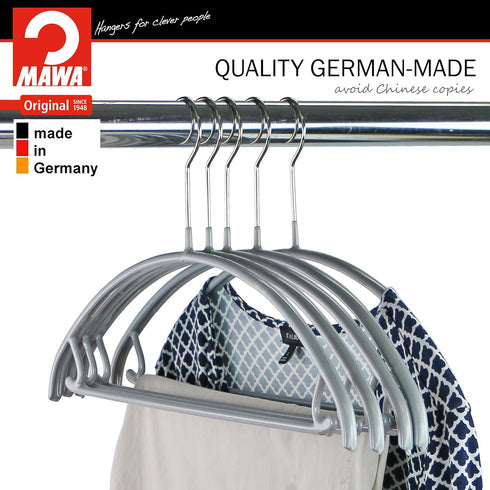 Mawa by Reston Lloyd Non Slip Metal Clothing Hanger, Smooth Shoulder Support with Skirt Hooks, Model 42-U