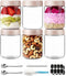 6 pack 16 oz Overnight Oats Containers with Lids and Spoons Glass