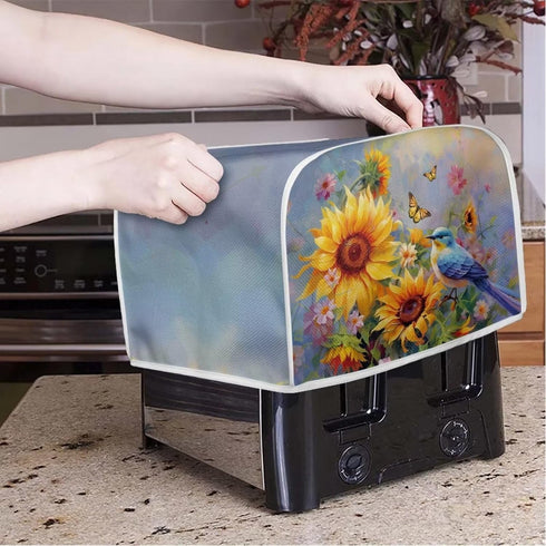 Xoenoiee Butterfly Bird Floral Pattern Toaster Cover, Quilted Cover for 2 Slice Bread Maker, Kitchen Appliance Cover