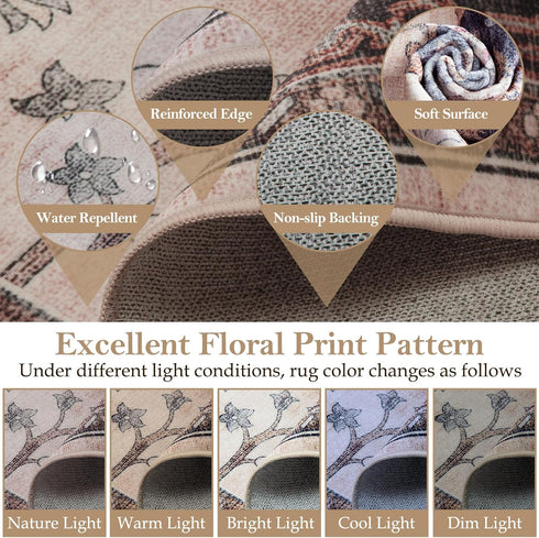 6x9 CAPALOCA Machine Washable Rugs Nursery Rug Cute Girl Non Slip Low Pile Water Repellent Soft Print Pattern