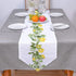 Cotton and Linen Triangle Table Runners, 72 Inches Long, Summer Lemons White Floral Swirls for Wedding Party Decoration