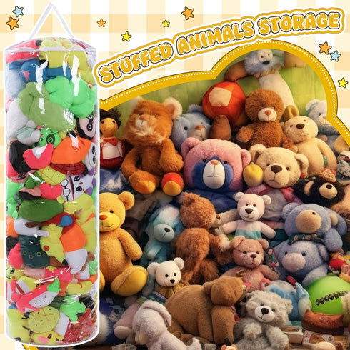 Box(47.2x13.8x13.8in) BALAPET Clear Stuffed Animal Bean Bag Cover for Kids,Waterproof PVC Storage Soft Stuff Animal