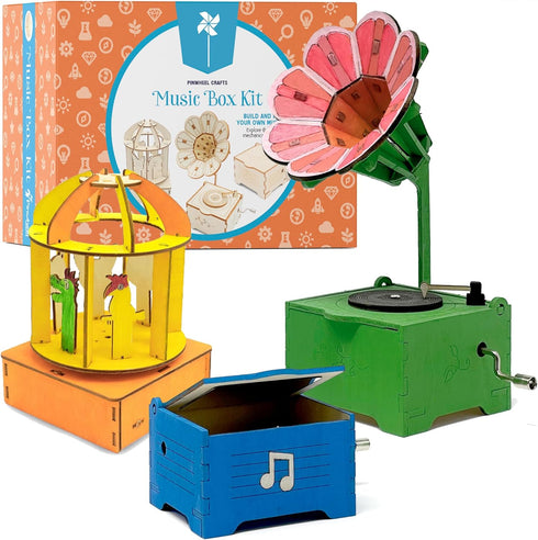 Pinwheel Crafts DIY Wooden Music Box Kit for Kids Age 5+ -