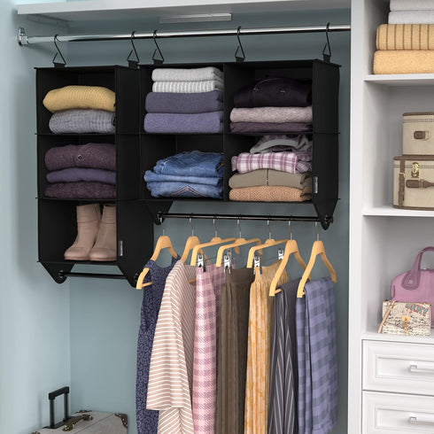 ClosetMaid 4-Shelf Closet Fabric Hanging Organizer with Garment Rod for Shirts, Sweaters, Pants, Hats, Shoes, Purses