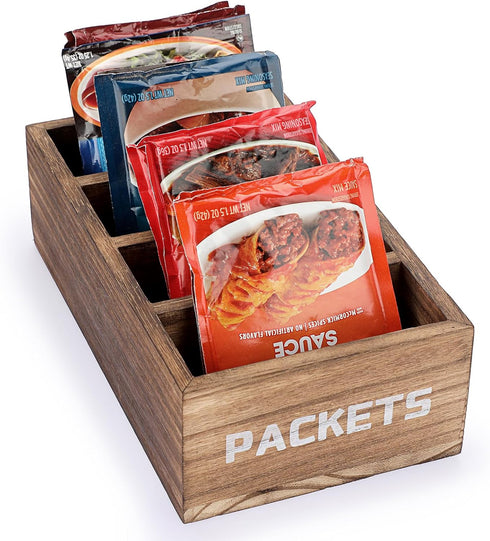Seasoning Packet Organizer, Food Packet Storage Caddy with 4 Compartments for Kitchen Pantry Cabinet Organization