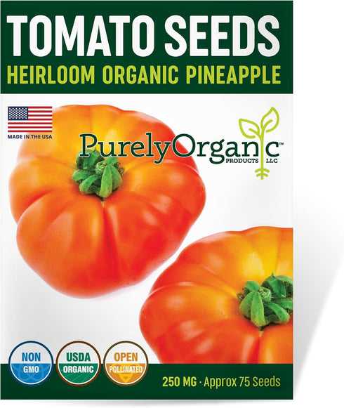 Purely Organic Products LLC Organic Pineapple Tomato Seeds - USDA Organic, Non-GMO, Open Pollinated, Heirloom, USA