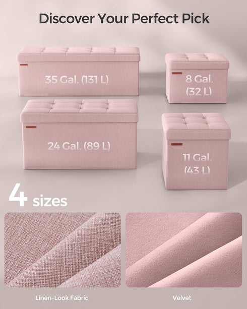 12.2 16.1 12.2 Inches, 286 lb ULSF102R01 SONGMICS MAZIE Collection - Small Folding Storage Ottoman, Foot Rest Stool, x