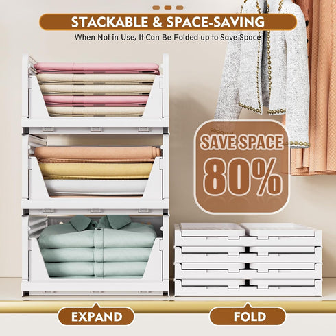 SNSLXH 5 Pack Stackable Closet Storage Basket, Green Multifunctional & Foldable Organizer for Bathroom Kitchen Laundry