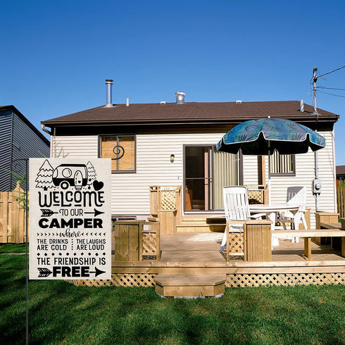 ZJXHPO Welcome To Our Camper Garden Flag Camping Gift Outdoor Yard House Banner Home Lawn Welcome