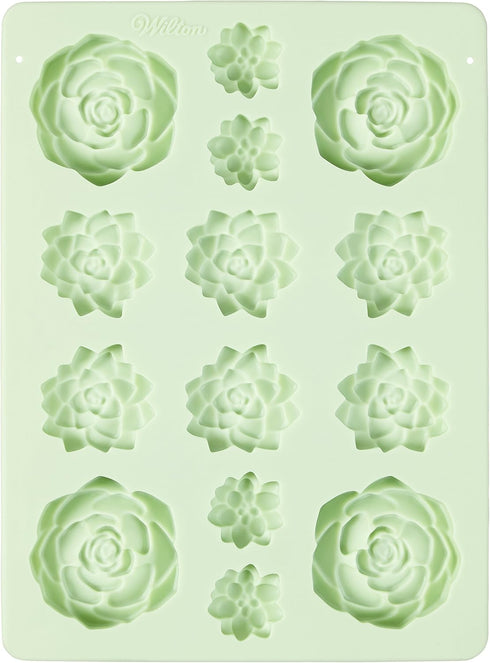 Wilton Silicone Succulents Candy Mould, Mint Color, 14 Holes